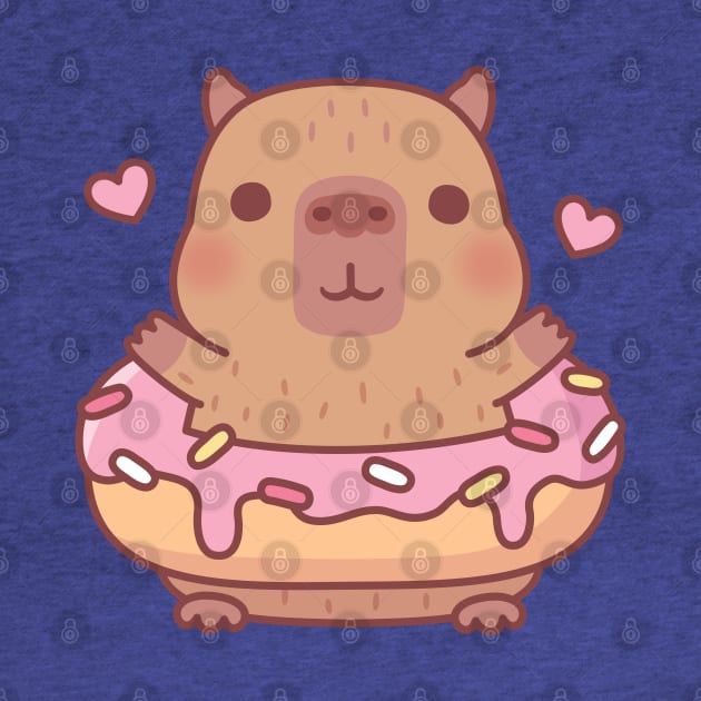 Cute Capybara With Pink Frosting Donut by rustydoodle